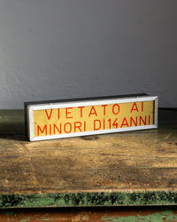 Insegna cinema “Vietato ai minori di 14 anni” – anni 70