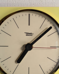 Orologio da parete Diehl in ceramica gialla - anni ’70
