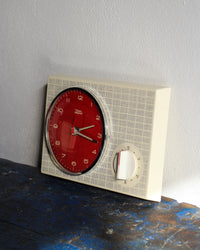 Orologio da parete Diehl con timer rosso - anni ’70