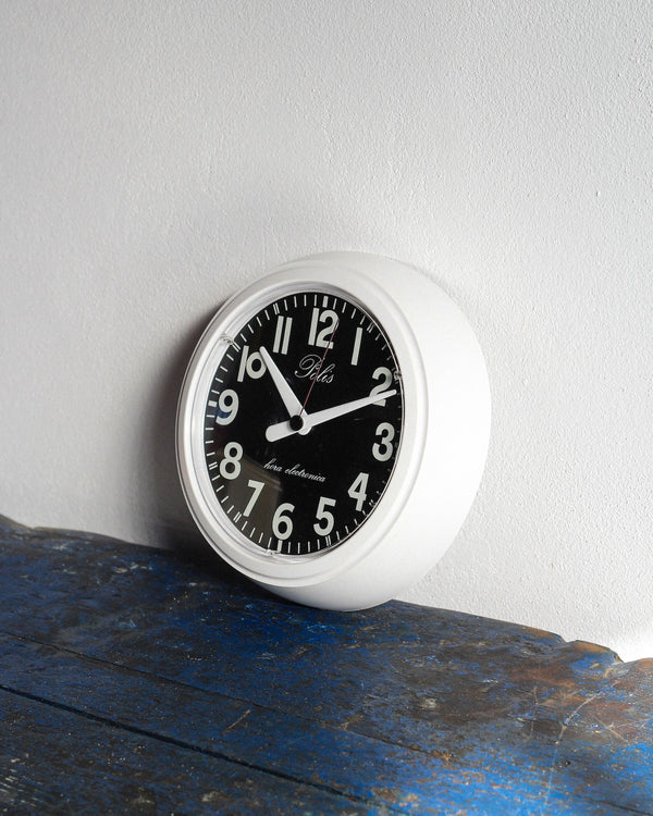 Orologio da parete Polis nero e bianco - anni ’80