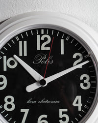 Orologio da parete Polis nero e bianco - anni ’80
