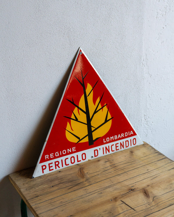 Insegna smaltata - Pericolo d'incendio 1970/80