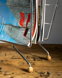 Portariviste cromato con piedini in legno – anni ’70