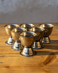 Set 6 portauovo alla coque vintage in inox – anni ’70