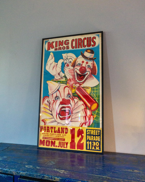 Manifesto vintage King Bros Circus Portland con cornice – 1940-50