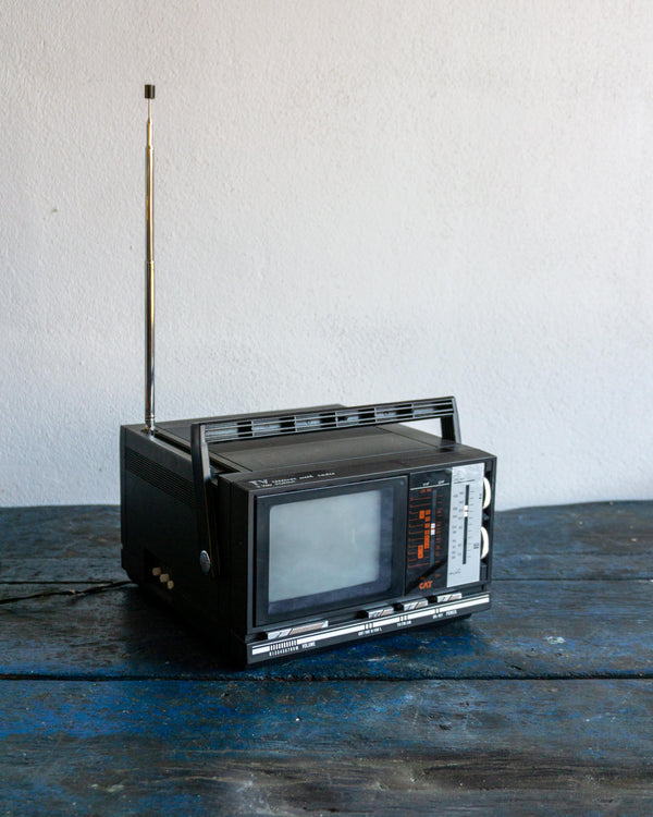 Televisore portatile vintage nero con scatola originale - 1980