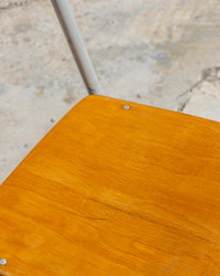 Sedia scolastica vintage in legno e metallo – 1980