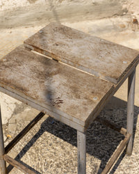 Sgabello Industriale in Legno e Ferro - 1960