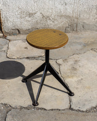 Sgabello Velca Legnano vintage in legno e metallo – 1970