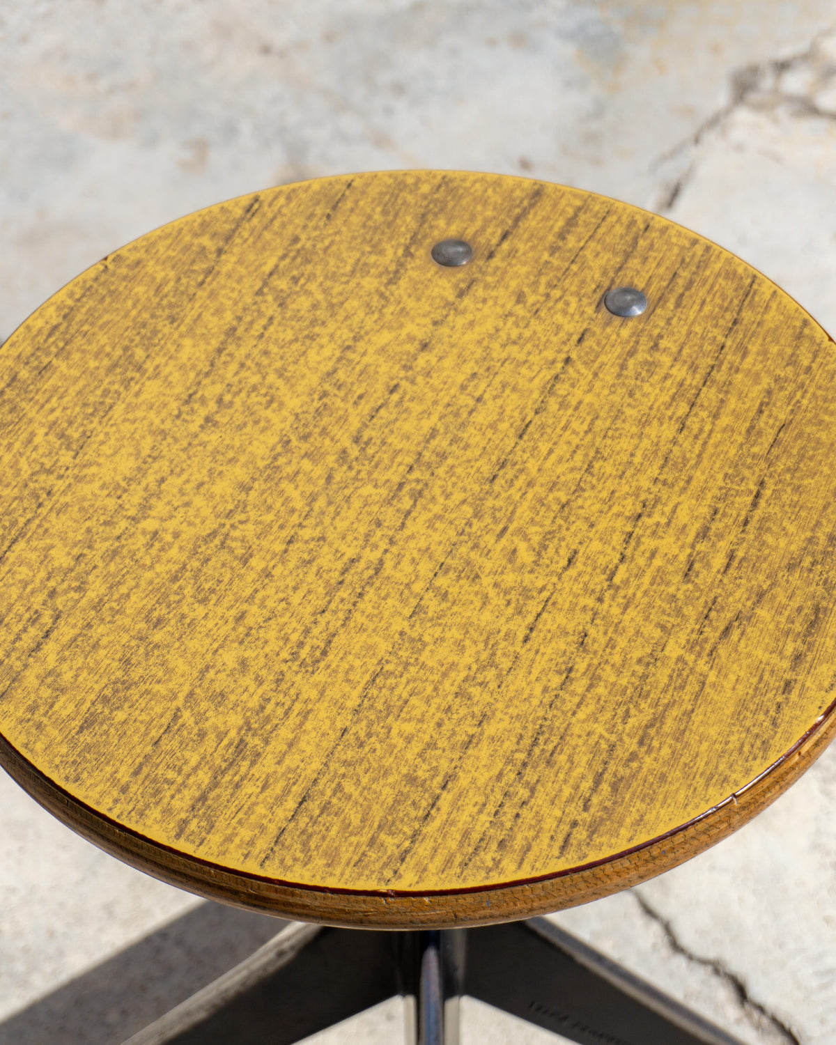 Sgabello Velca Legnano vintage in legno e metallo – 1970