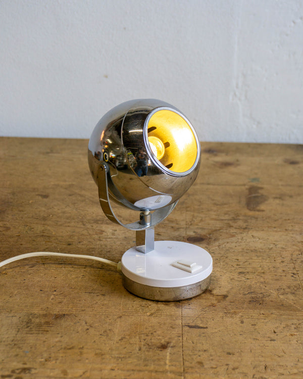 Lampada Space Age da Comodino – Cromata Bianca
