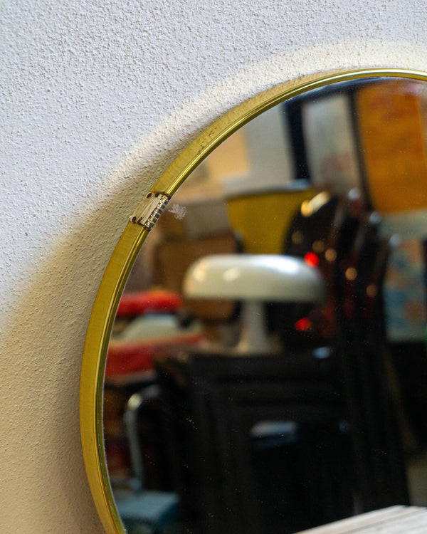 Specchio rotondo in ottone molato – anni ’70
