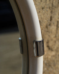 Specchio vintage bordo bianco e dettagli cromati - 1980