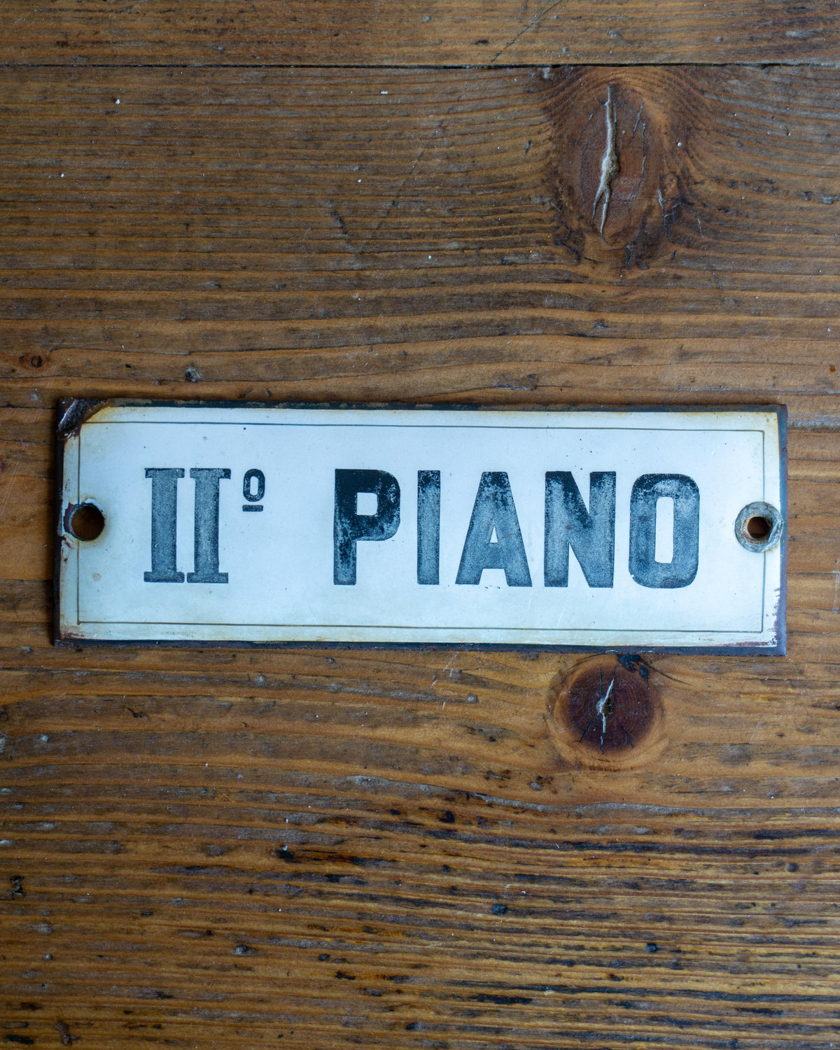 Insegna smaltata “2 Piano” - smalto bombato