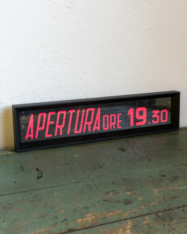 Insegna Cinema Lux Piemonte "Apertura ore 19.30" - anni ’70