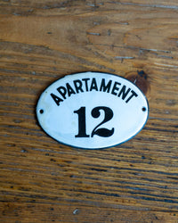 Insegna smaltata “Apartment 12” anni ’50-’60 - Francia