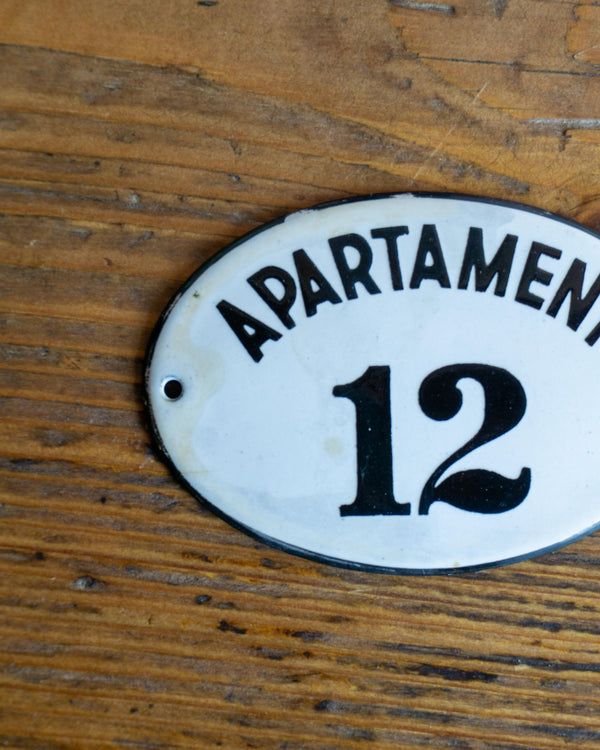 Insegna smaltata “Apartment 12” anni ’50-’60 - Francia
