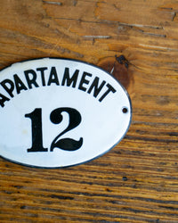 Insegna smaltata “Apartment 12” anni ’50-’60 - Francia