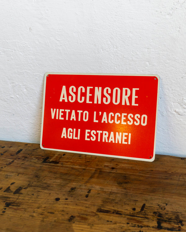Insegna “Ascensore vietato accesso” - 1980