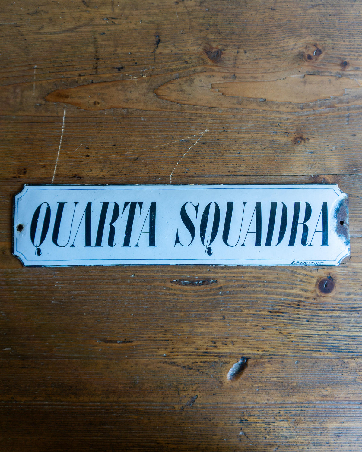 Insegna smaltata “Quarta Squadra” anni ’40 - Smalteria E. Primi Milano