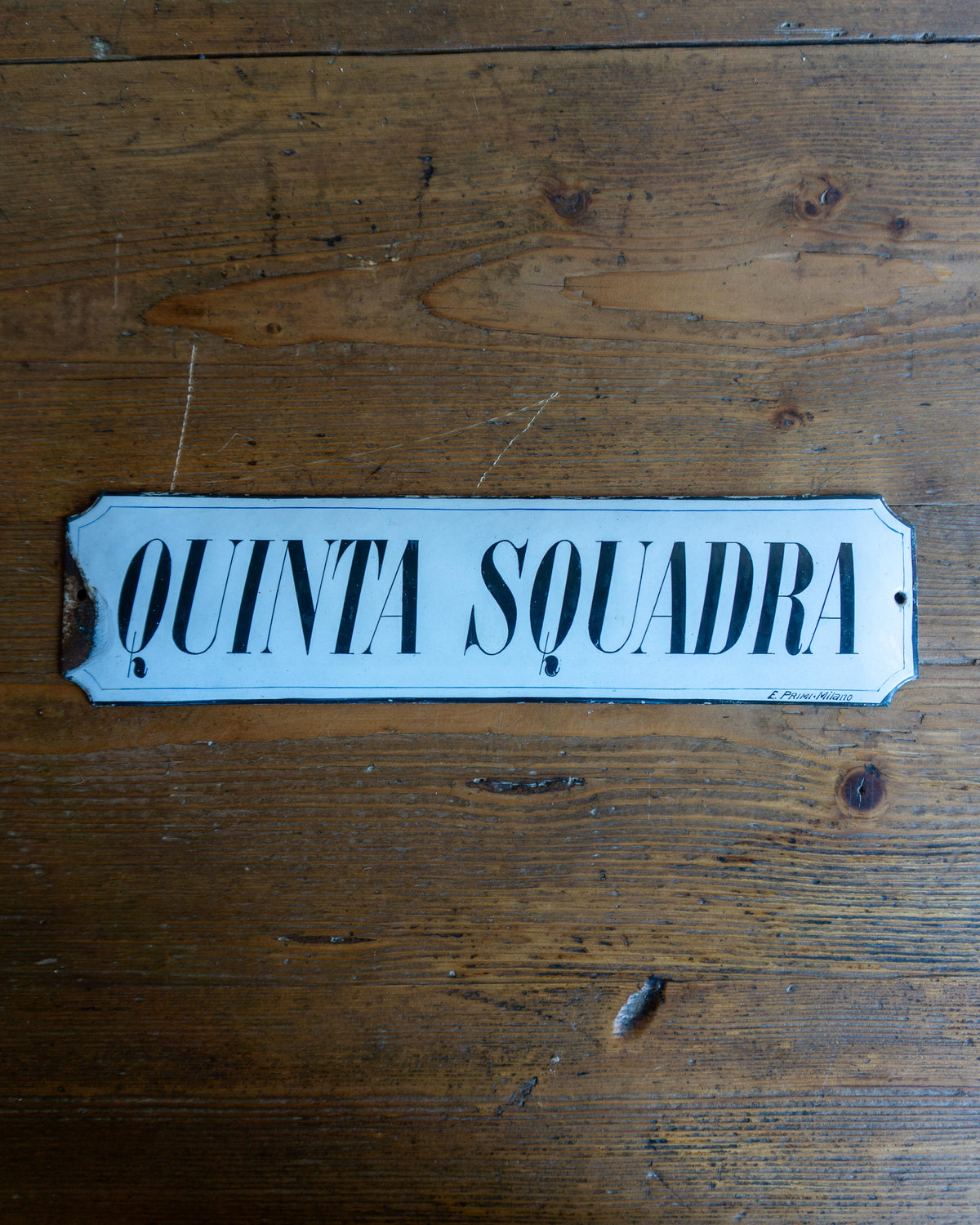 Insegna smaltata “Quinta Squadra” anni ’40 - Smalteria E. Primi Milano