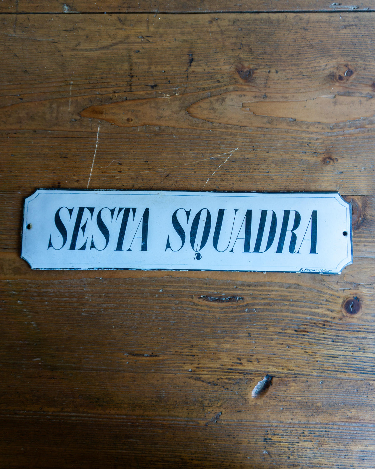 Insegna smaltata “Sesta Squadra” anni ’40 - Smalteria E. Primi Milano