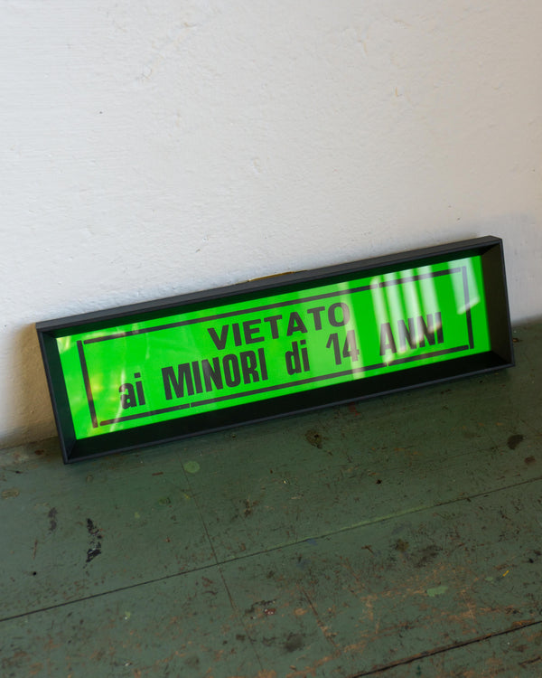 Insegna Cinema Riccione "Vietato ai minori di 14" - anni ’80
