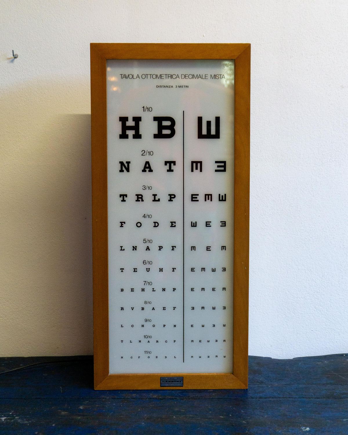 Tavola optometrica luminosa Lanzoni – 1970