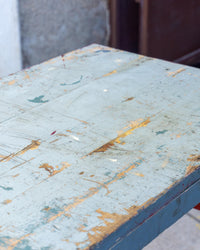 Grande tavolo scaffale industriale vintage in legno – 1970