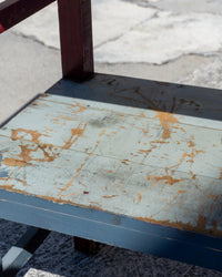 Grande tavolo scaffale industriale vintage in legno – 1970