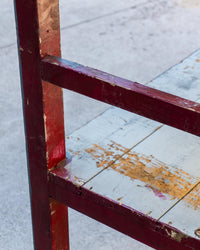 Grande tavolo scaffale industriale vintage in legno – 1970
