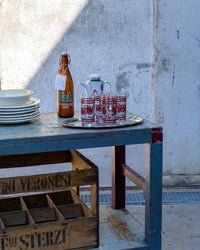 Grande tavolo scaffale industriale vintage in legno – 1970