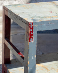 Grande tavolo scaffale industriale vintage in legno – 1970
