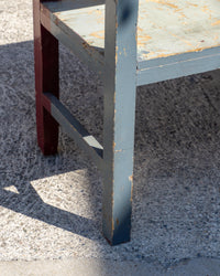 Grande tavolo scaffale industriale vintage in legno – 1970