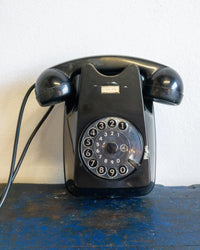 Telefono vintage Siemens in bachelite nera da parete – 1960