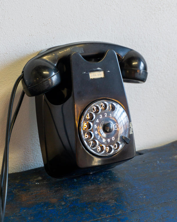 Telefono vintage Siemens in bachelite nera da parete – 1960