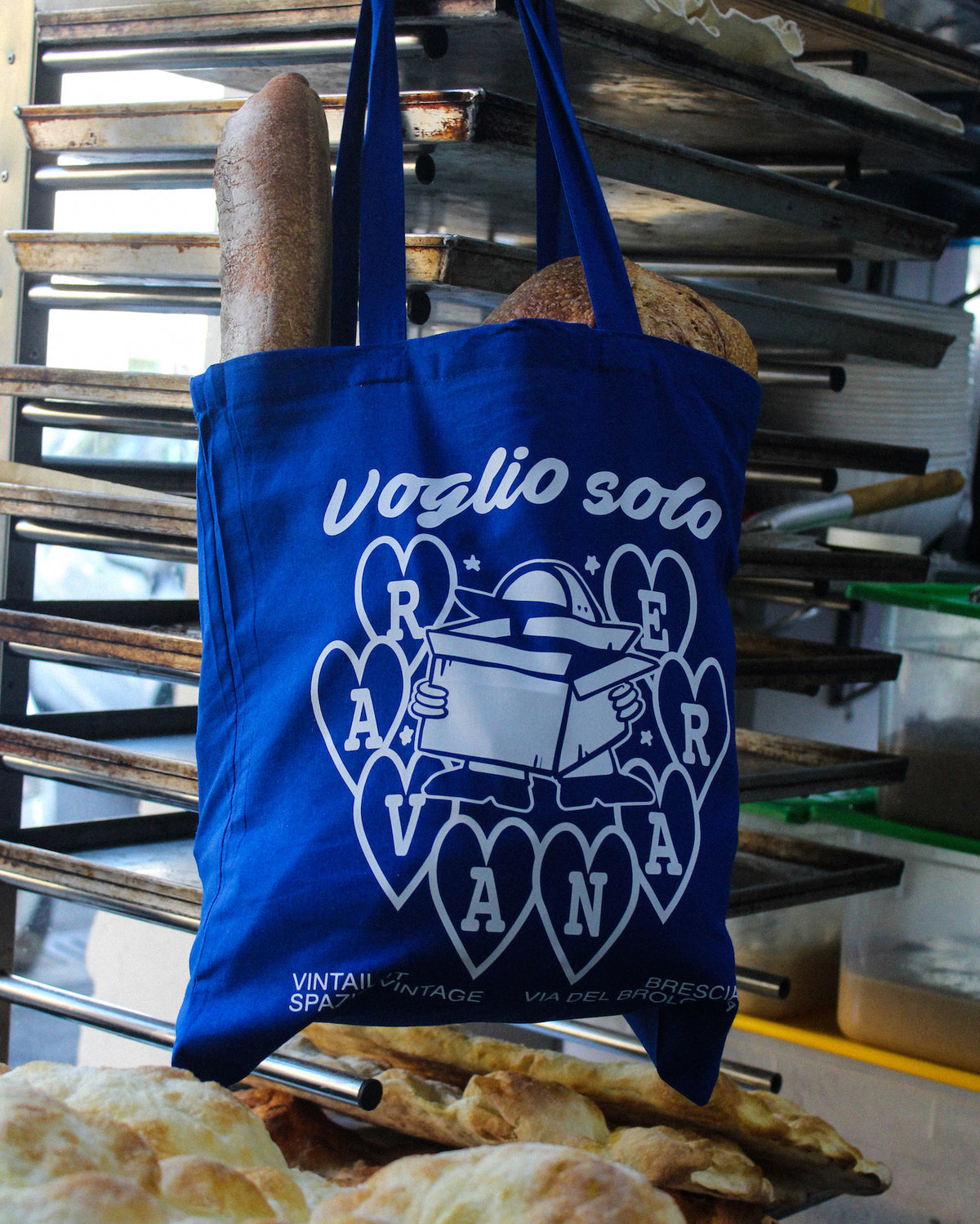 Tote Bag “Voglio Solo Ravanare” - Blu Elettrico