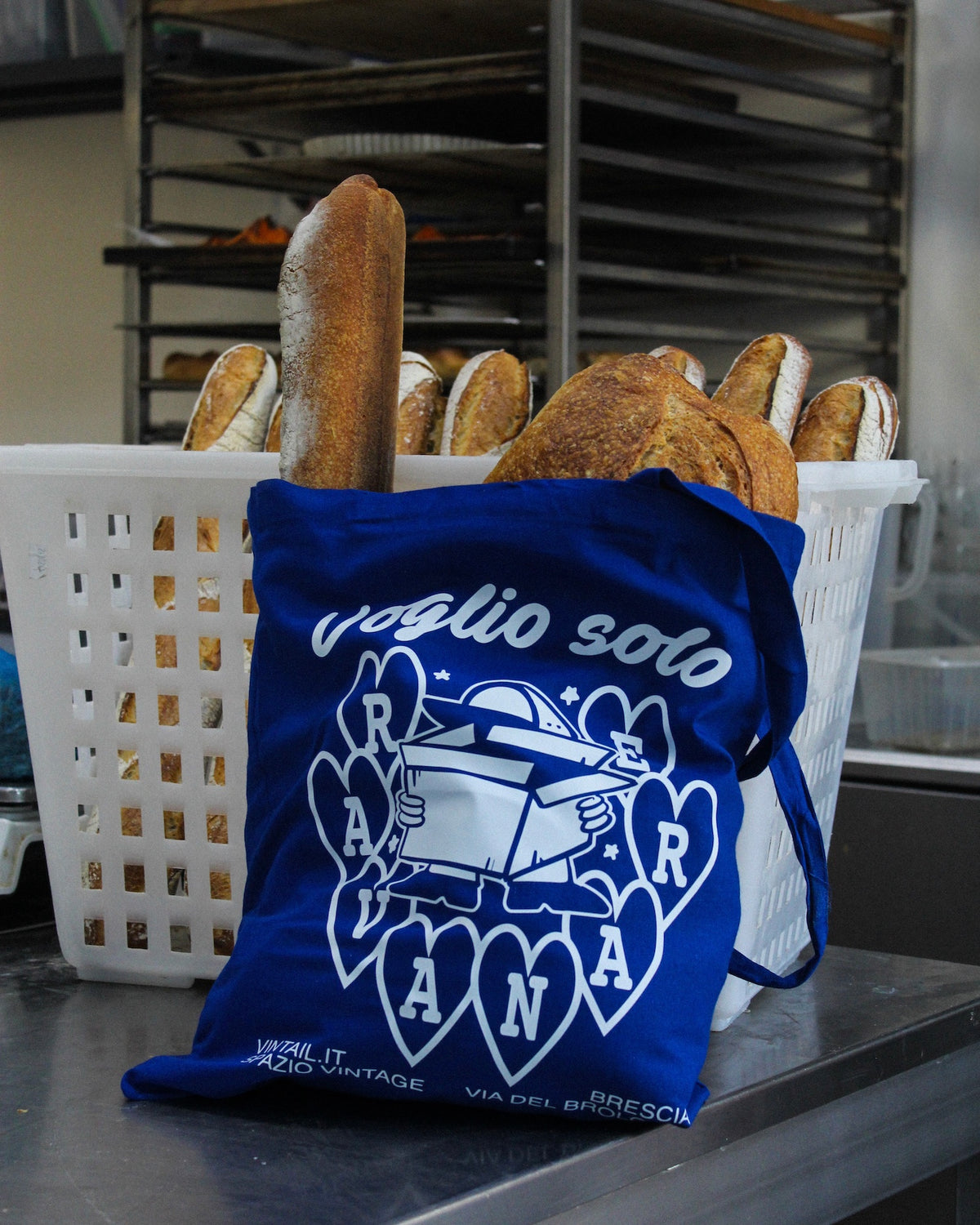 Tote Bag “Voglio Solo Ravanare” - Blu Elettrico