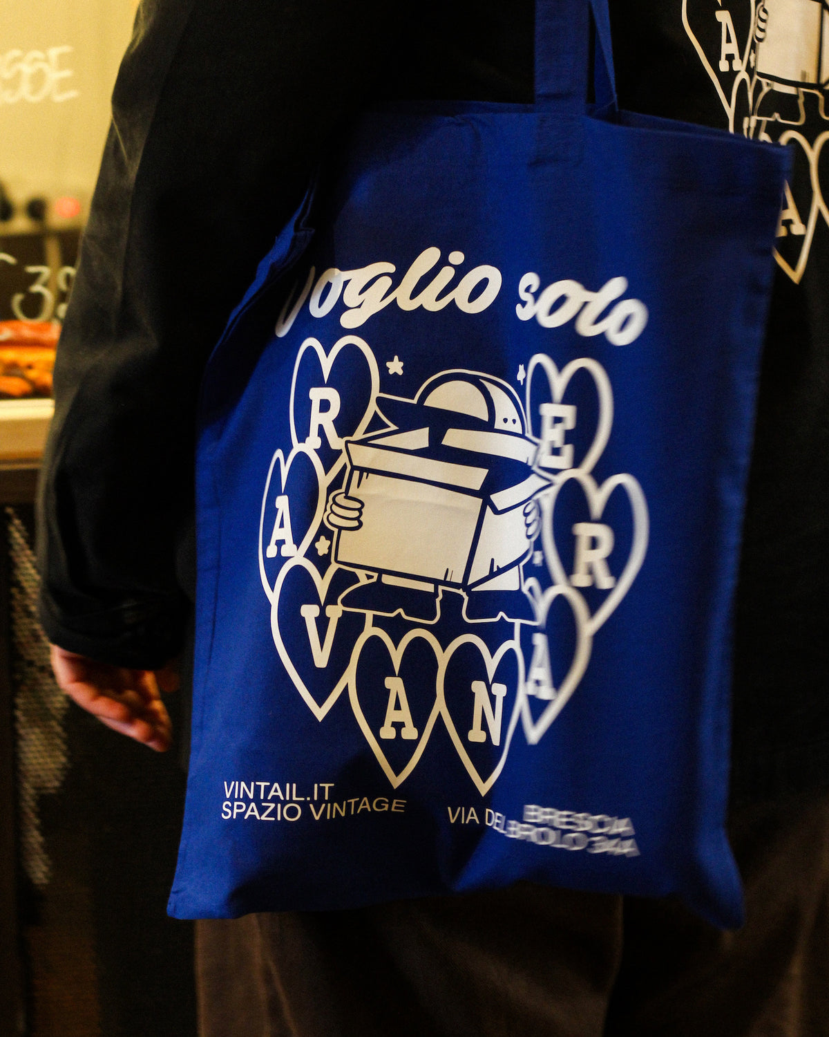 Tote Bag “Voglio Solo Ravanare” - Blu Elettrico