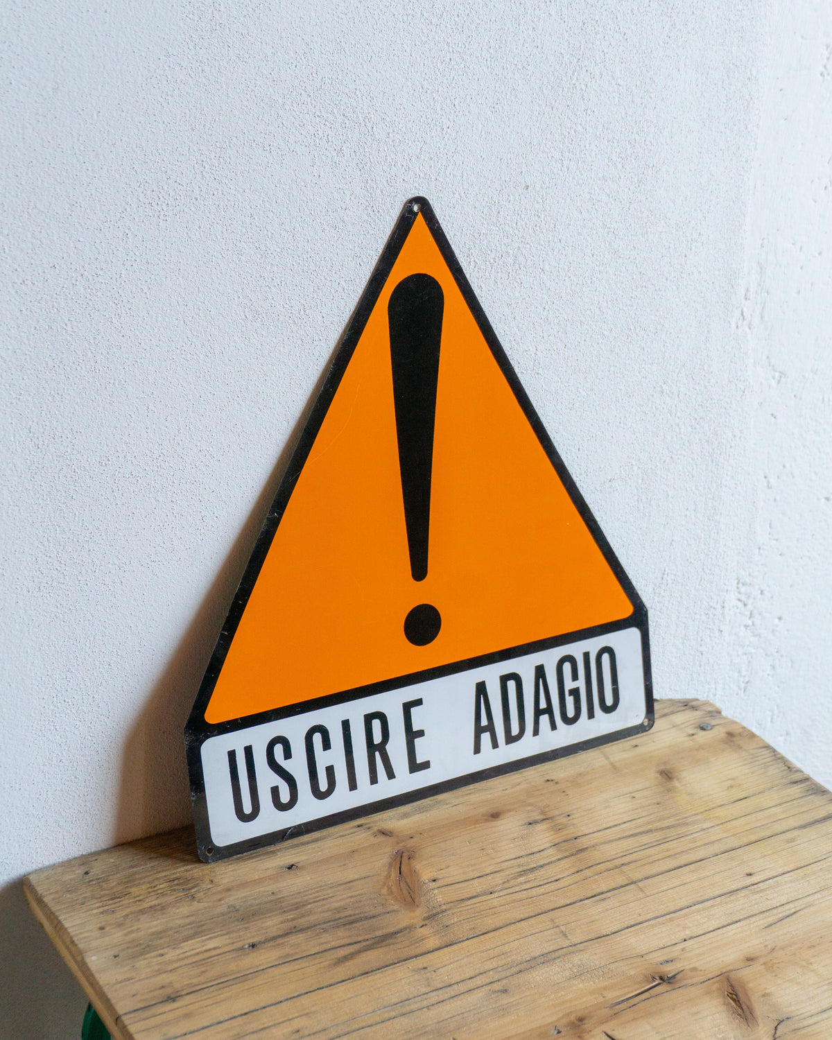 Insegna sicurezza sul lavoro 1970/80 - Uscire Adagio