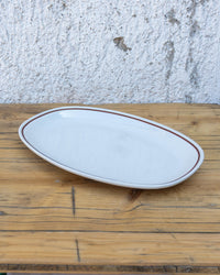 Vassoio in Ceramica Bianca con Bordo Marrone – Vintage
